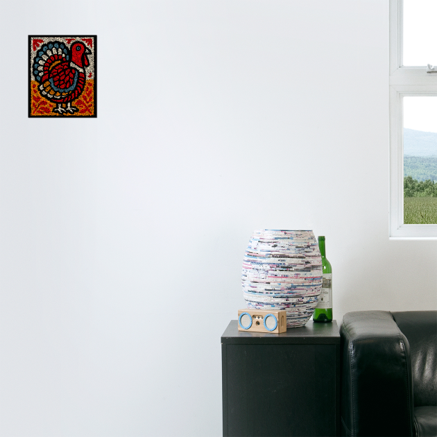 Folk Turkey Design – Thanksgiving & Farm Animal Art by TuncGK